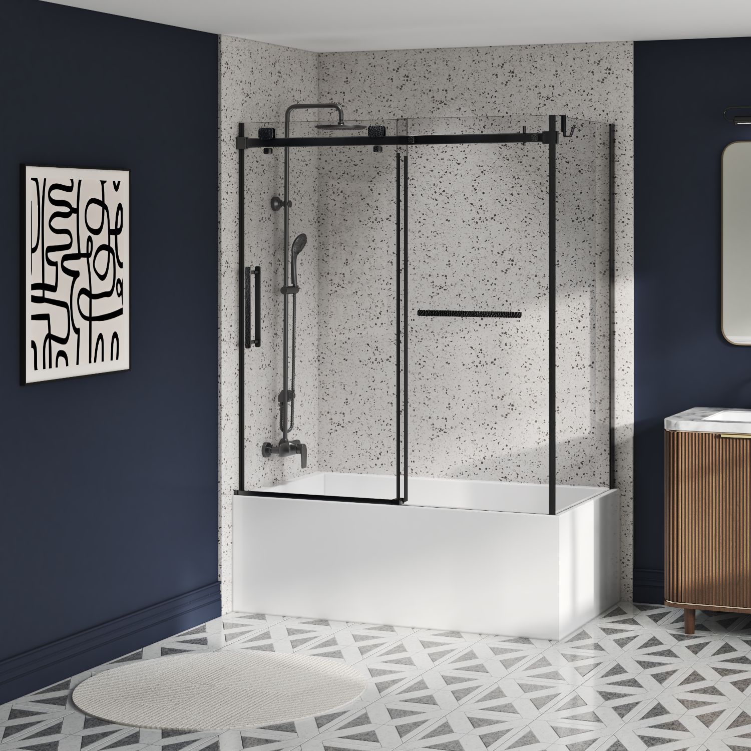Skirt bathtub in alcove with right drain, 60
